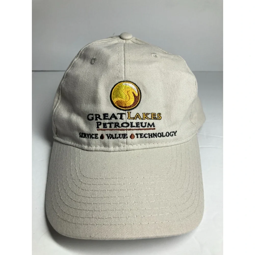 Great lakes Petroleum Cap Hat Light Beige Adjustable Embroidered Logo‎ Gas Oil